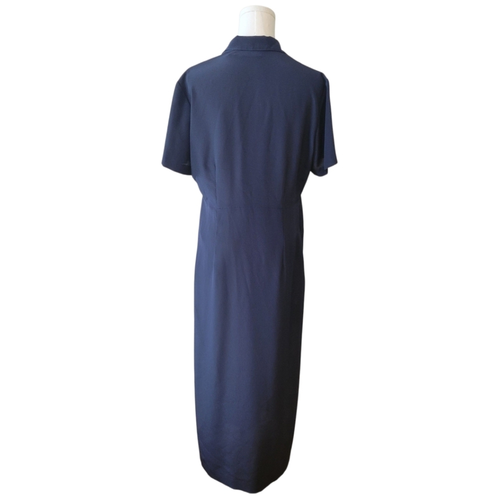 Travelsmith Navy Blue Crepe Maxi Dress‎ Size Medium - Picture 3 of 4